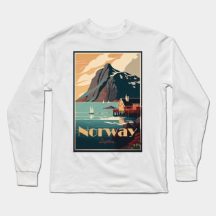 Lofoten islands, Norway, travel poser Long Sleeve T-Shirt